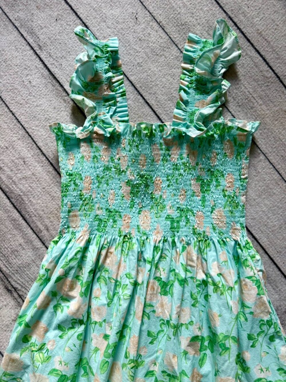 Hill House Nap Dress, Sz. Small, Light Blue w/ Light Pink Flowers, Romantic, EUC - Picture 3 of 4